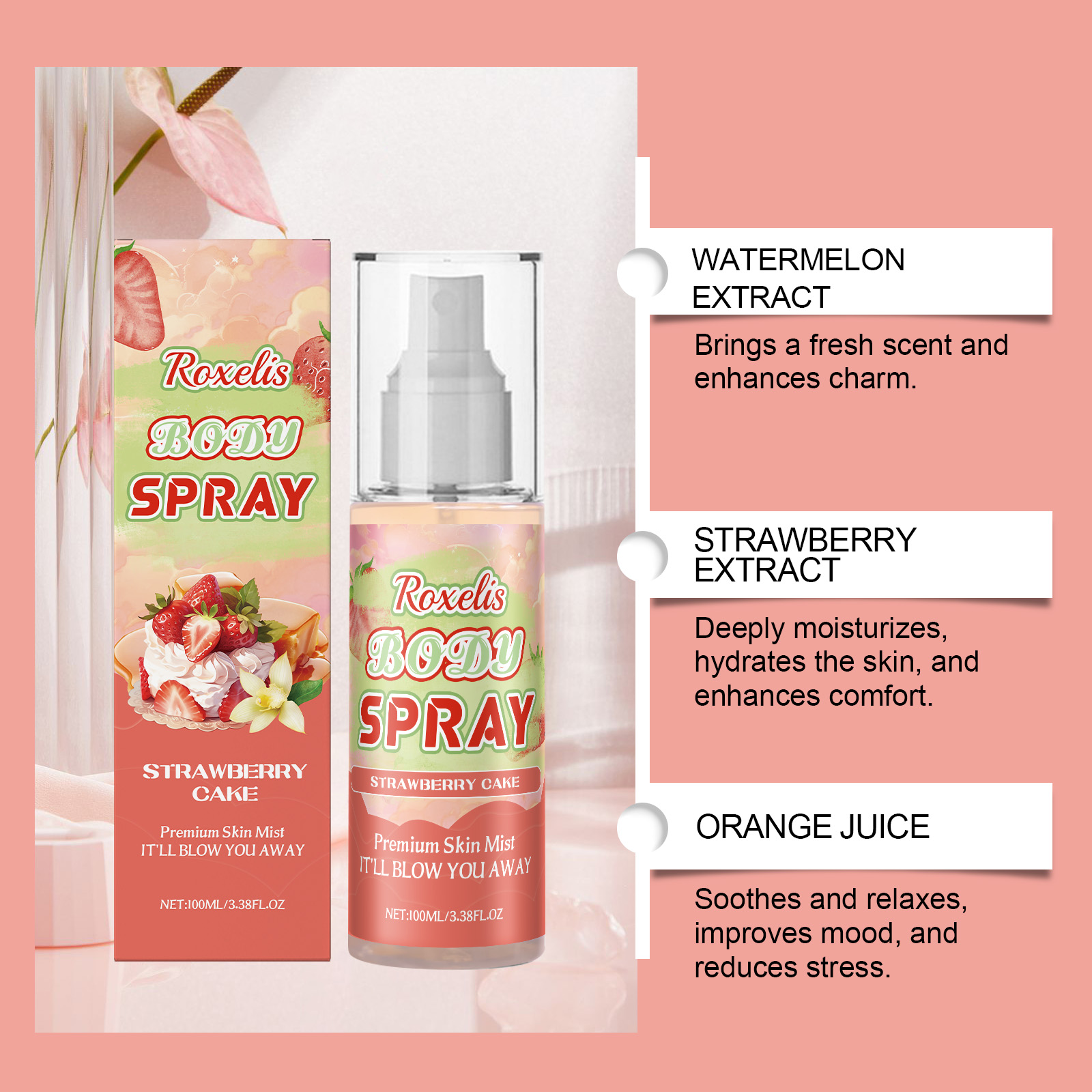 Roxelis Strawberry Cake Body M - огляд і ціна Perfume Fragrance Mist